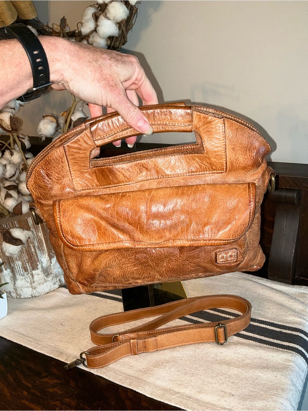 Bed Stu Leather Greenway Handbag Crossbody Bag Tan Rustic MSRP $265 - Picture 5 of 13